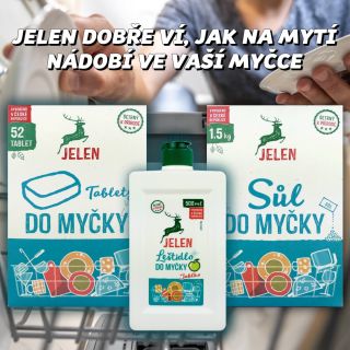 💥 DNES ZA VÝHODNOU CENU ✨🍽️🍃 JELEN SET DO MYČKY - Tablety 52ks + Sůl 1,5kg + Leštidlo JABLKO 500ml ZÁKLADNÍ SET DO MYČKY...