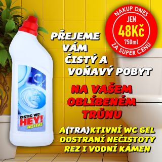 💥 NAKUP DNES ZA SUPER CENU 🚽🌸✨ HEY! ACTIVE Čistič WC - OCEÁN 750ml Aktivní čistič WC a všech sanitárních povrchů HEY!...