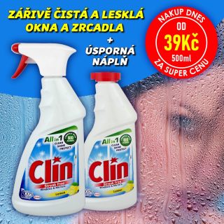💥 NAKUP DNES ZA SUPER CENU ✨🍋🪟🪞 CLIN WINDOWS & MIRRORS Čistič oken a zrcadel - rozprašovač 500ml - LEMON Čistič tvrdých...