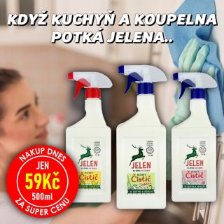 💥 NAKUP DNES ZA SUPER CENU ✨🚽🛁 JELEN Octový čistič - sprej 500ml Jelen octový čistič na vodní kámen a urputnou špínu. Už...